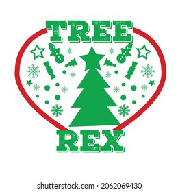 Christmas tree rex t shirt vector typography design