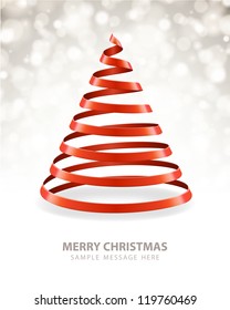 Christmas tree from ribbon background. Vector illustration Eps 10.
