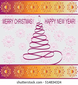 Christmas tree ribbon. Design greeting card, banner, poster,invitations to the ceremony