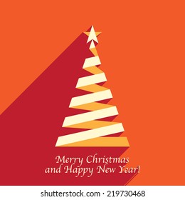 Christmas tree from ribbon, flat design