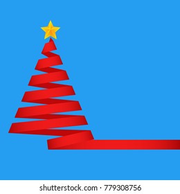 Christmas tree, ribbon, icon. Vector illustration