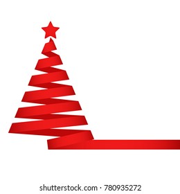 Christmas tree, ribbon, icon. Vector illustration