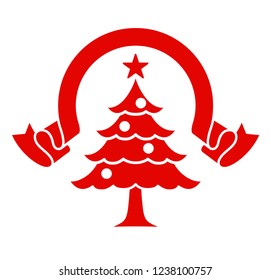 Christmas tree and ribbon illustration