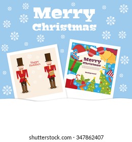Christmas tree with a ribbon, santa hat and other Christmas Icons