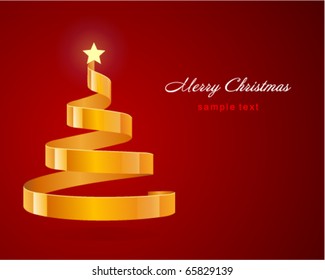 Christmas tree from ribbon with star vector background