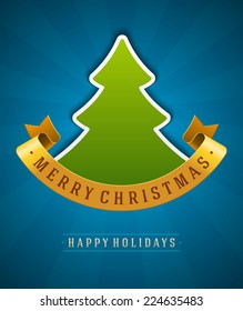 Christmas tree and ribbon vector background Greeting card or invitation. Eps 10.