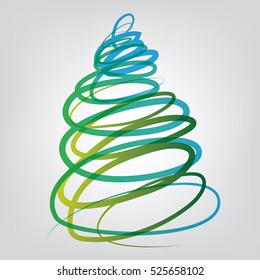 Christmas tree from ribbon vector background