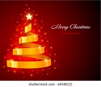 Christmas  tree from ribbon vector background