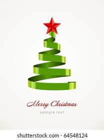 Christmas  tree from ribbon vector background