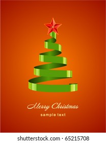 Christmas tree from ribbon vector background