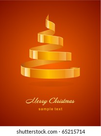 Christmas tree from ribbon vector background