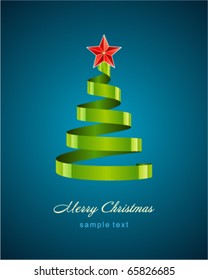 Christmas tree from ribbon vector background