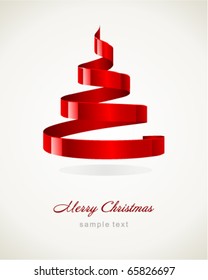 Christmas Tree From Ribbon Vector Background