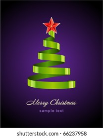 Christmas tree from ribbon vector background