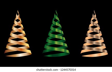Christmas tree from ribbon. Vector illustration