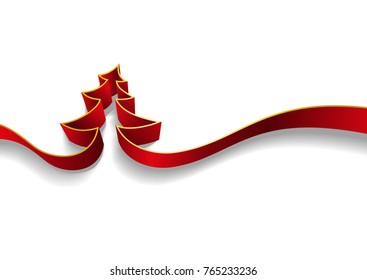 Christmas tree from ribbons isolated on white background vector illustration