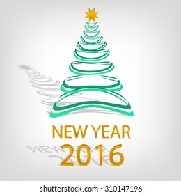 Christmas tree from ribbons. New Year holiday vector illustration.