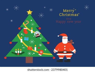christmas tree and santa santa claus