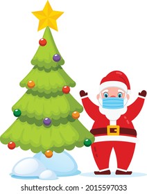 Christmas tree Santa Claus vector art and illustration