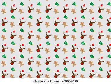 Christmas tree, Santa hat, elk background