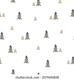 Christmas tree in scandinavian style pattern on white background. New Year ornament. Vector stock illustration
