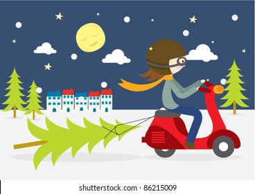   christmas tree scooter night