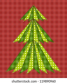 Christmas tree for scrapbooking. Vector illustration in the style of patchwork.