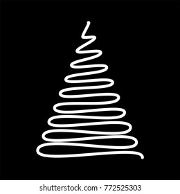 Christmas tree scribble design isolated on black background
