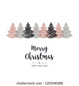 christmas tree scribble drawing greetings isolated background