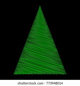Christmas tree scribble green design isolated on black background