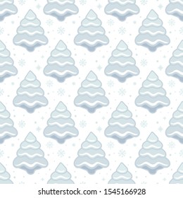 Christmas tree seamless background.  Hand drawn Christmas tree endless pattern. Christmas holiday wrapping texture. Part of set.