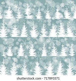 Christmas tree seamless background. Vector