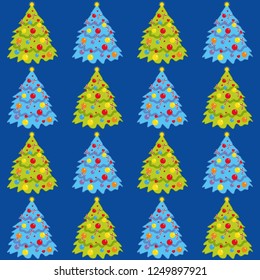 Christmas tree, seamless background, wallpaper. Drawing, vector illustration.