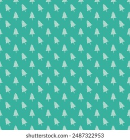 Christmas tree seamless flat elegant pattern for wallpaper, wrapping, cloth and textile. Forest flat texture.