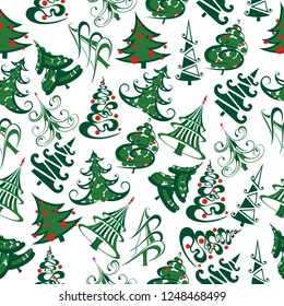 Christmas tree seamless pattern