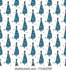 Christmas tree seamless pattern.