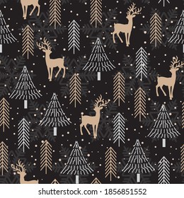 Christmas tree seamless pattern background, wrapping paper, pattern fills, winter greetings, web page background, Christmas and New Year greeting cards