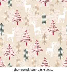 Christmas tree seamless pattern background, wrapping paper, pattern fills, winter greetings, web page background, Christmas and New Year greeting cards