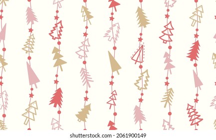 Christmas tree seamless pattern for background, wrapping paper, greeting cards, wallpapers. Vector illustration