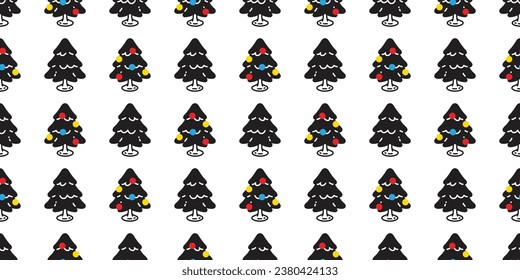 christmas tree seamless pattern candy cane vector Santa Claus cartoon color ball doodle wood forest scarf isolated gift wrapping paper tile wallpaper repeat background illustration design
