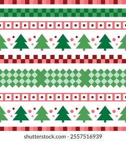 Christmas Tree Seamless Pattern: Colorful Holiday Vector Illustration for Winter Decoration Design