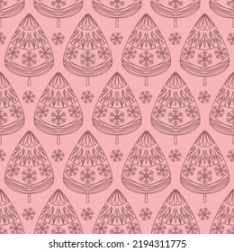 Christmas tree seamless pattern for design. Christmas scrapbook background for textile, wrapping paper and holiday party