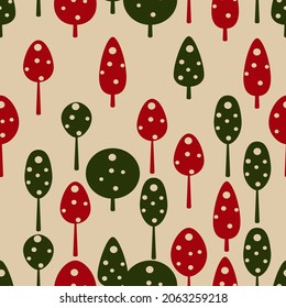 Christmas tree seamless pattern with dots