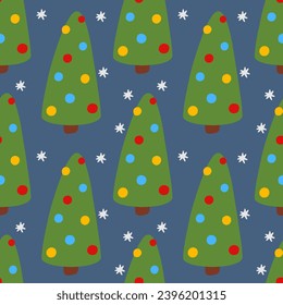 Christmas tree seamless pattern. Festive background vector illustration for wrapping paper, fabric, children's clothing