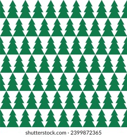 Christmas tree seamless pattern, festive geometric pattern for postcards, wrapping paper, curtains, tablecloths or bedding, simple vector background