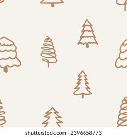 Christmas tree. Seamless pattern of firs. Spruce for package design. Vector holiday background