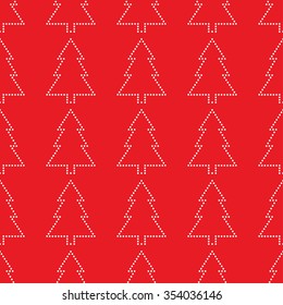 Christmas tree seamless pattern. Garlands of trees. Seamless circle pattern. Beads pattern. Abstract Background. Christmas Pattern. New year red background. Geometric Pattern. Vector Regular Texture