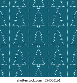Christmas tree seamless pattern. Garlands of trees. Seamless circle pattern. Beads pattern. Abstract Background. Christmas Pattern. New year dark background. Geometric Pattern. Vector Regular Texture