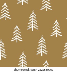 christmas tree seamless pattern hand drawn in doodle style. 