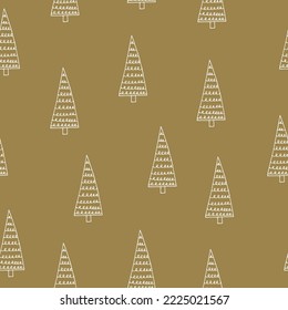 christmas tree seamless pattern hand drawn in doodle style. 